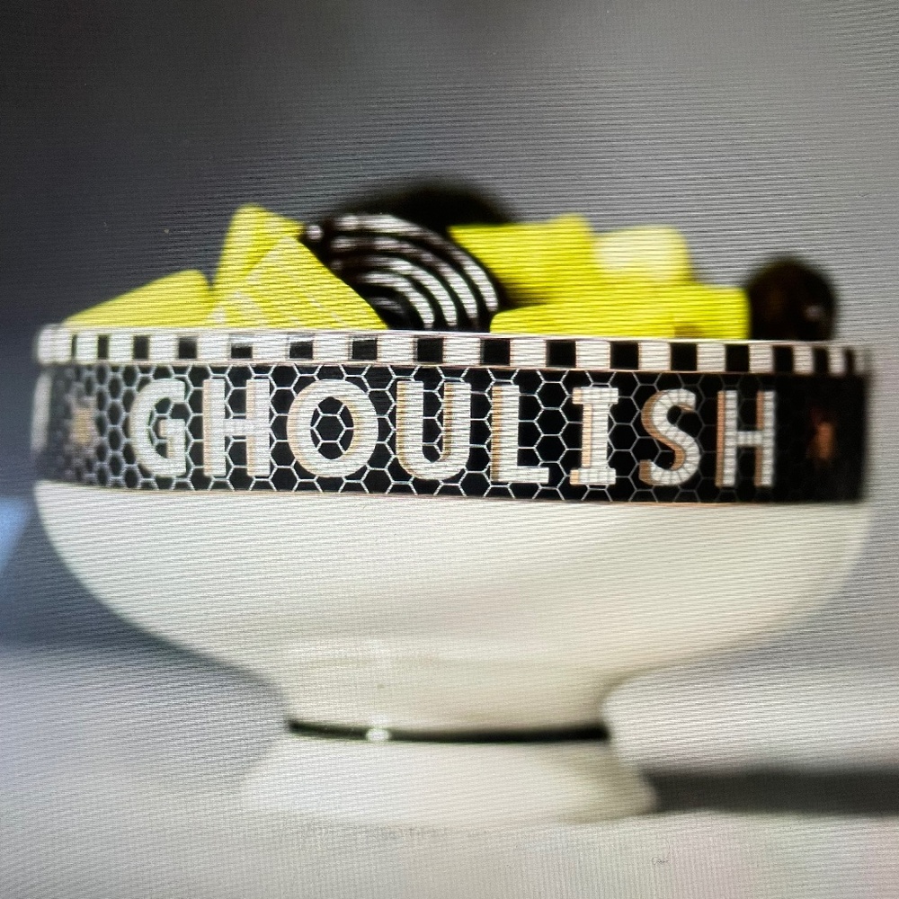 ❤️ ANTHROPOLOGIE THE BISTRO TILE STONEWARE NUT BOWL HALLOWEEN NEW